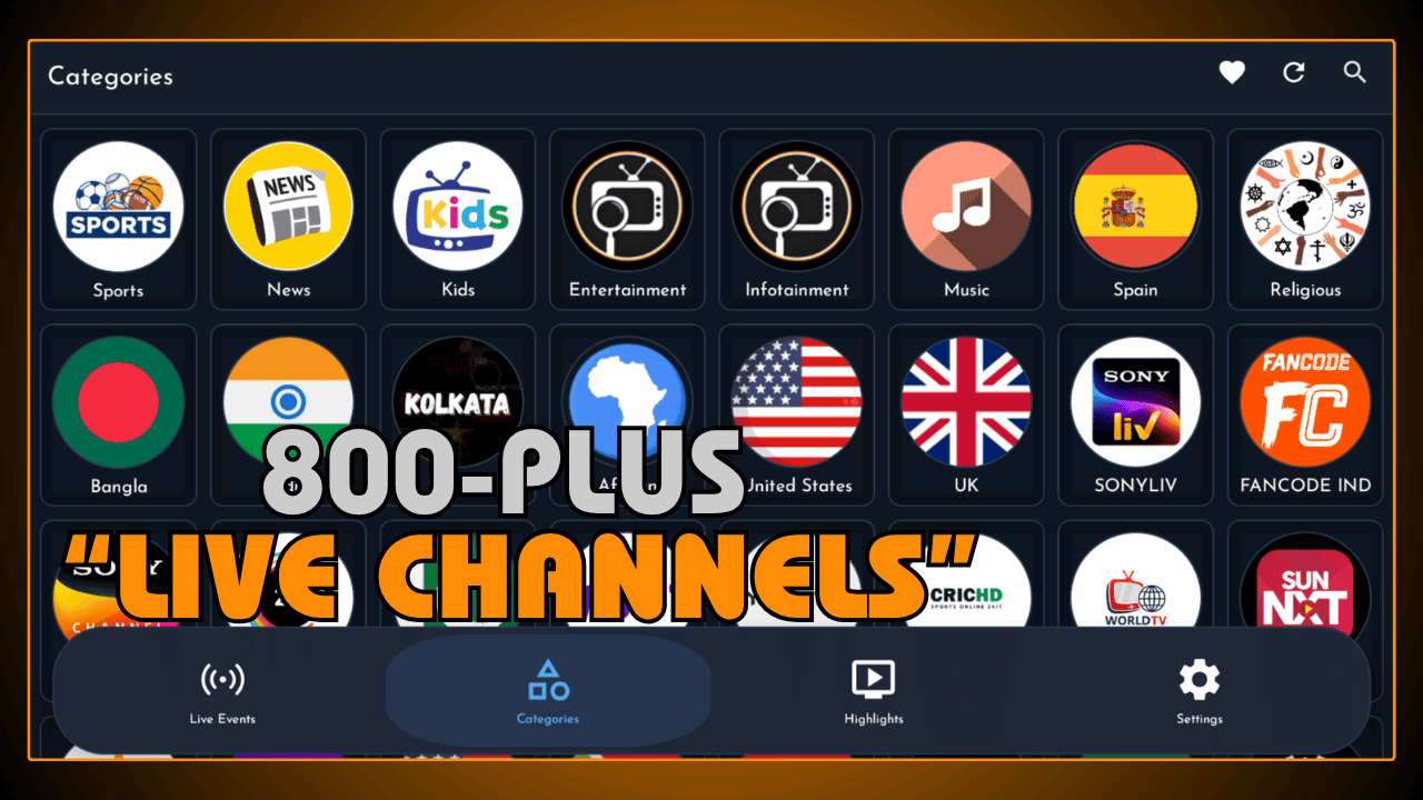 800-Plus Live Channels Organized by Category