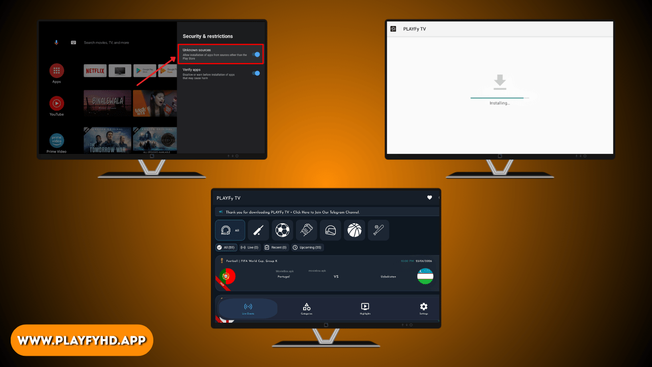 Install PLAYFy TV APK on Smart TV and Android TV