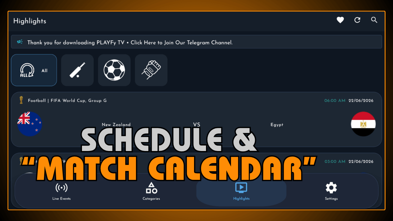 Schedule and Match Calendar