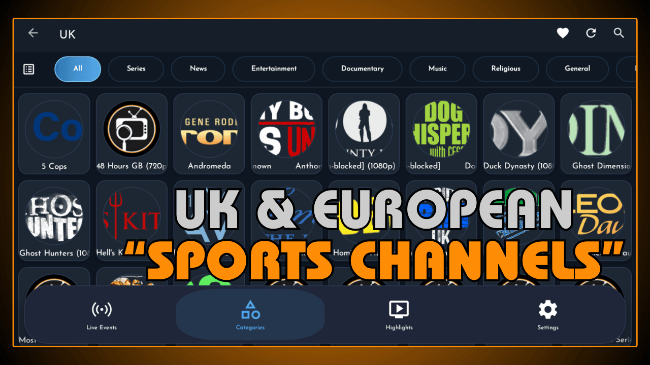 UK and European Sports Channels
